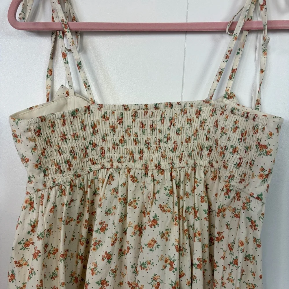 Evolutionary Floral Summer Mini Sundress Bow Dress Boho Cottagecore size medium - Picture 10 of 13